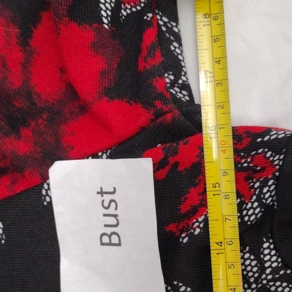 EUC Venus Long Sleeve Black and Red Floral Print Button up Sweater size … - Picture 15 of 16